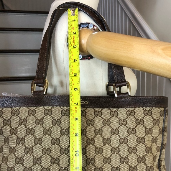 GUCCI GG Monogram E/W Tote Shoulder Bag w/ Center Zipper Compartment MINT - Picture 12 of 17